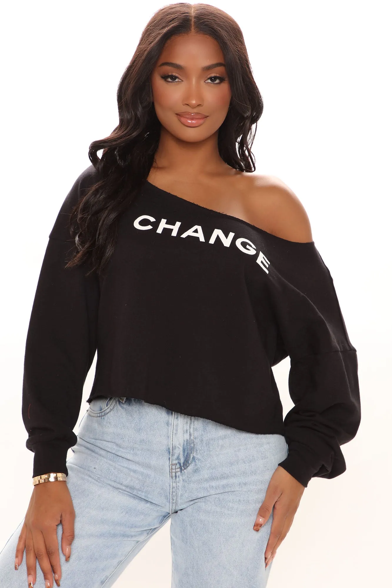 Be The Change Off Shoulder Top - Black