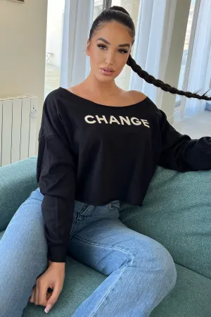 Be The Change Off Shoulder Top - Black