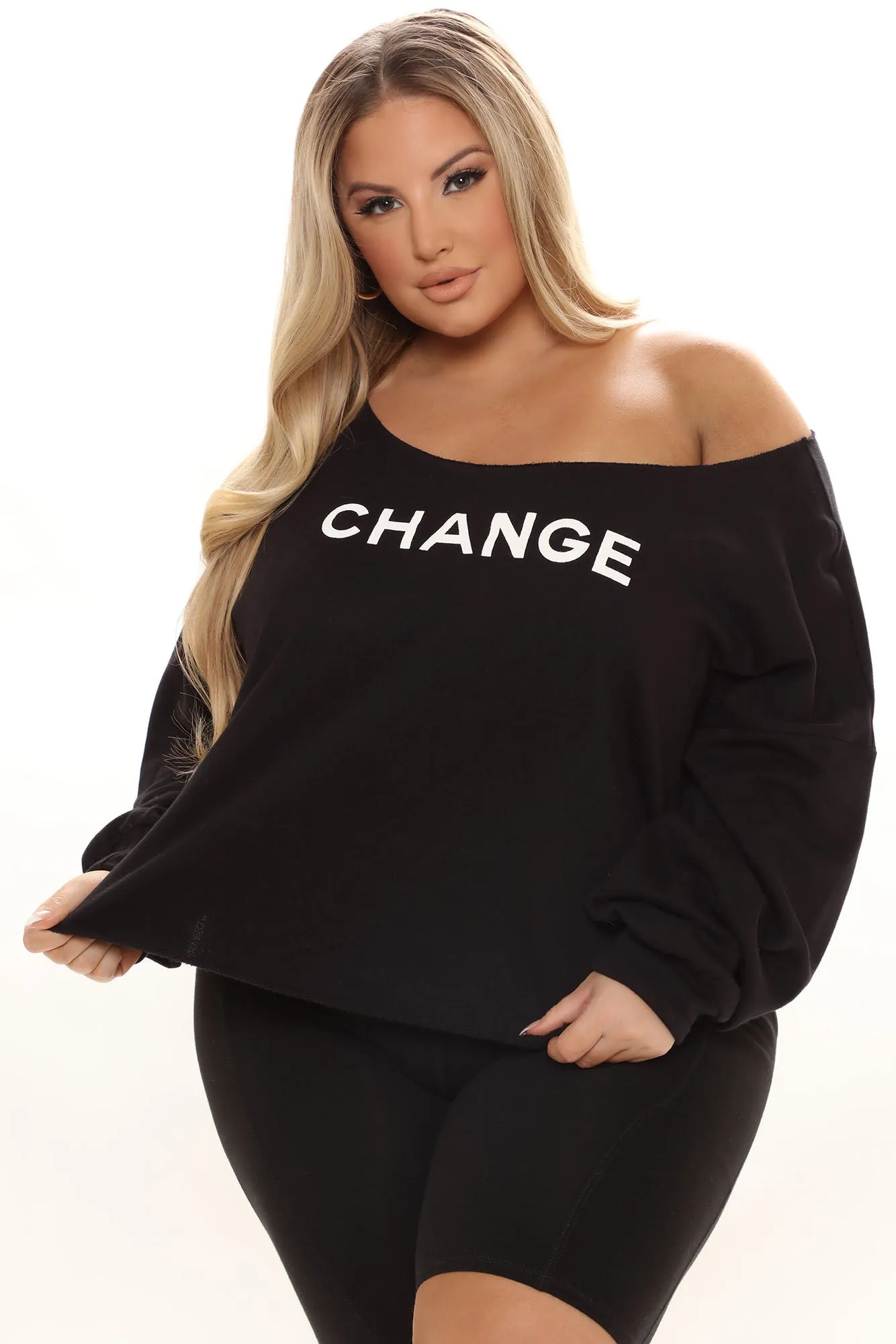 Be The Change Off Shoulder Top - Black