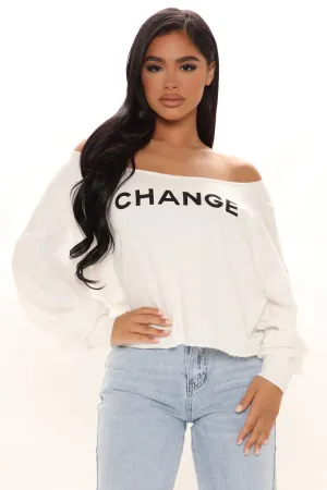 Be The Change Off Shoulder Top - White