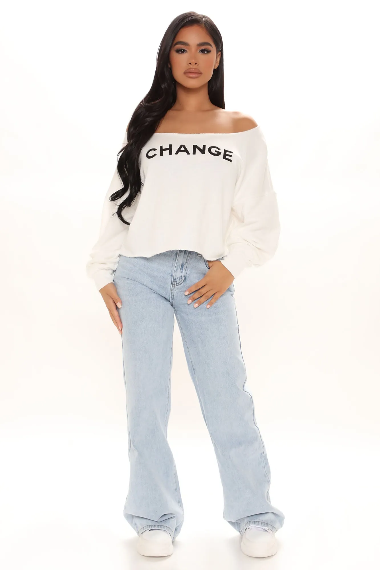 Be The Change Off Shoulder Top - White