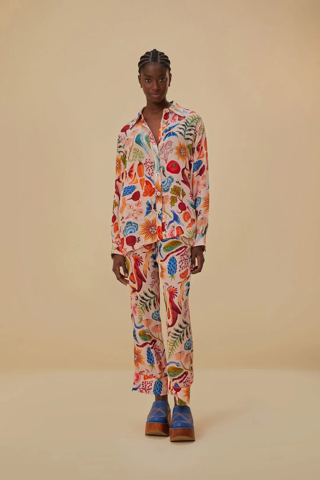 Beige Bright Farm Pajama Shirt