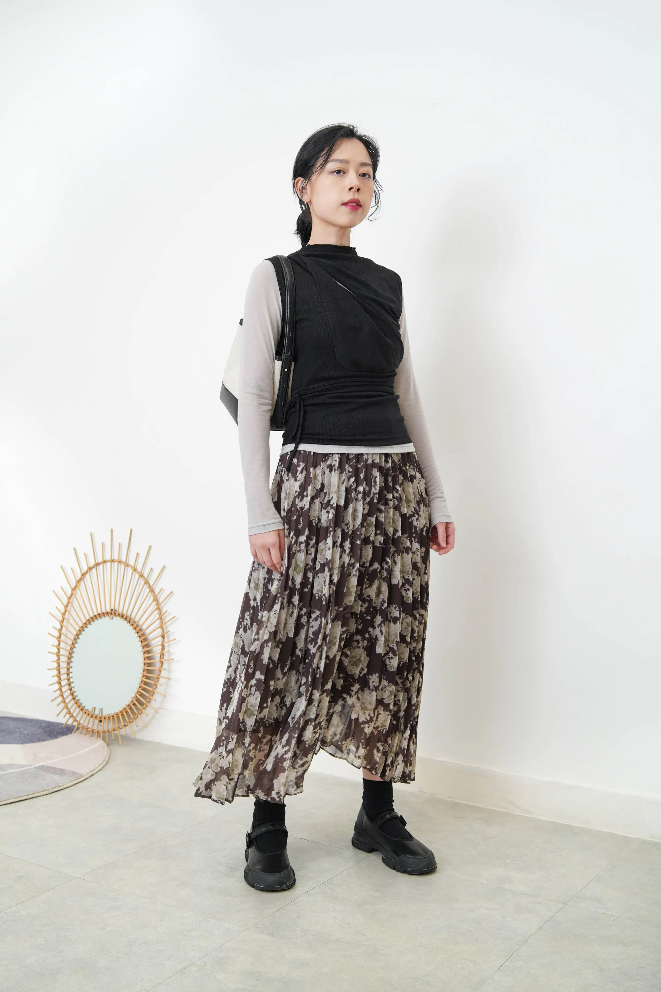 Black 3D asymmetrical vest w/ cut out detail