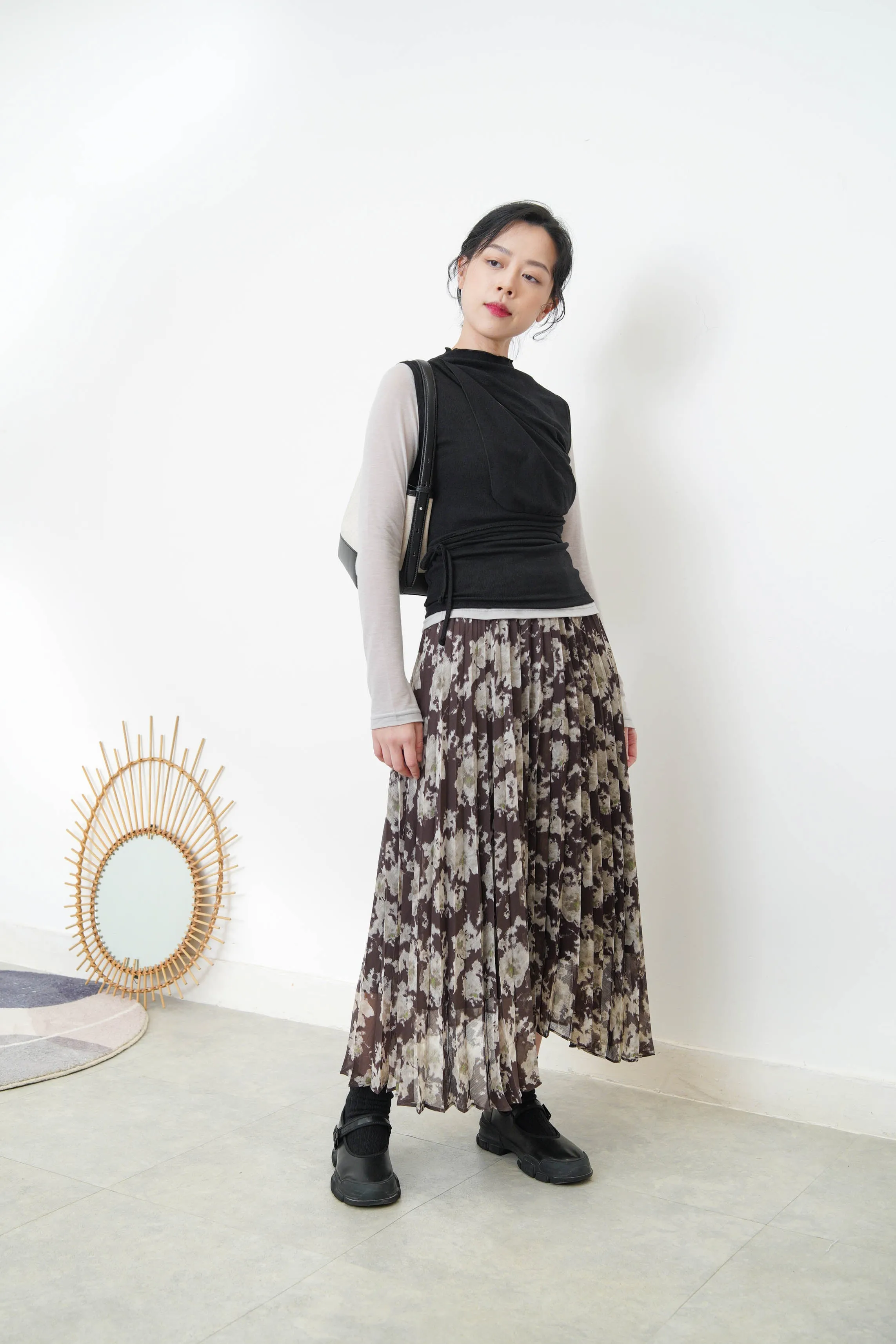 Black 3D asymmetrical vest w/ cut out detail