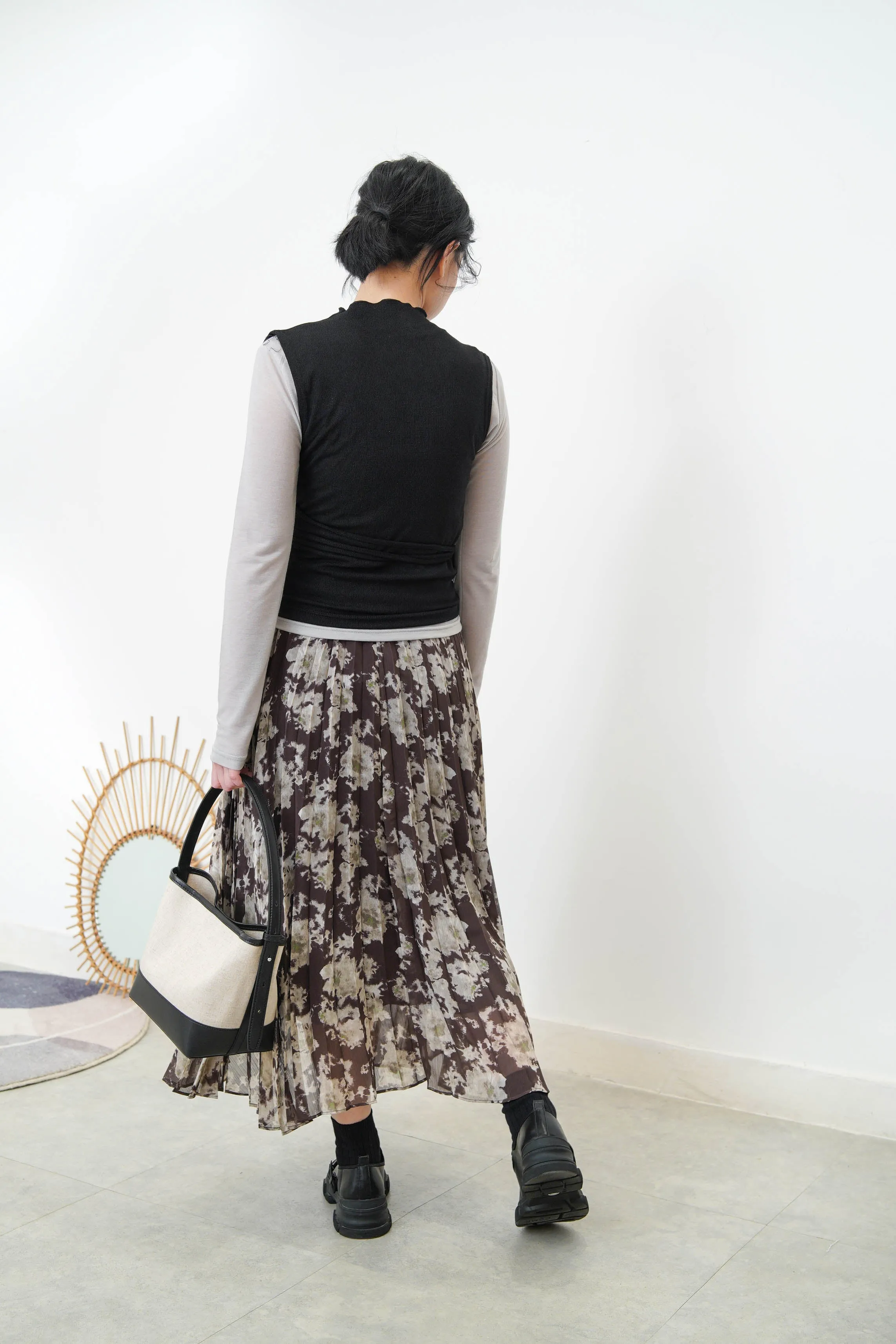 Black 3D asymmetrical vest w/ cut out detail