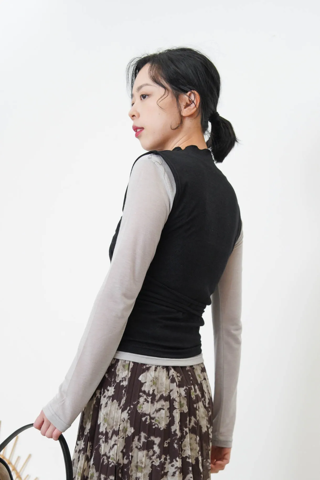 Black 3D asymmetrical vest w/ cut out detail