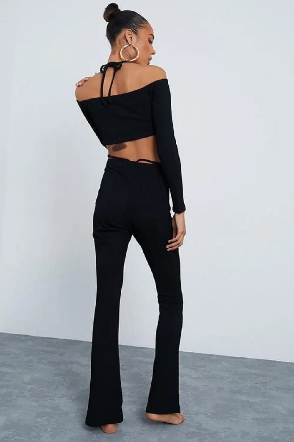 Black Rib Crop Top