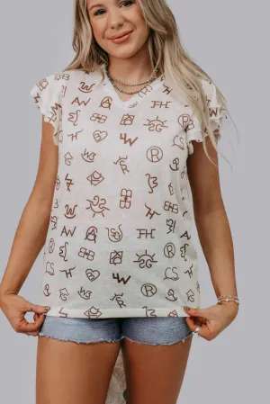 Branded Ruffle Sleeve Top