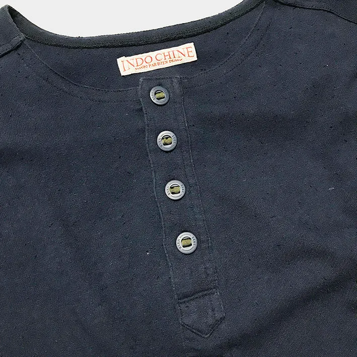 BZEN INDOCHINE - M.3068-CALEB RELAX FIT 4 BUTTON HENLEY-E0 NAVY