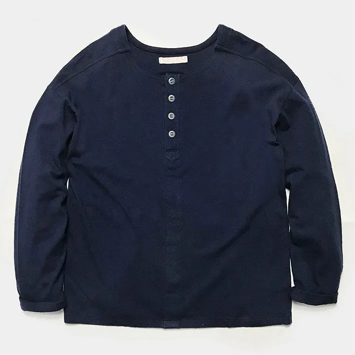 BZEN INDOCHINE - M.3068-CALEB RELAX FIT 4 BUTTON HENLEY-E0 NAVY