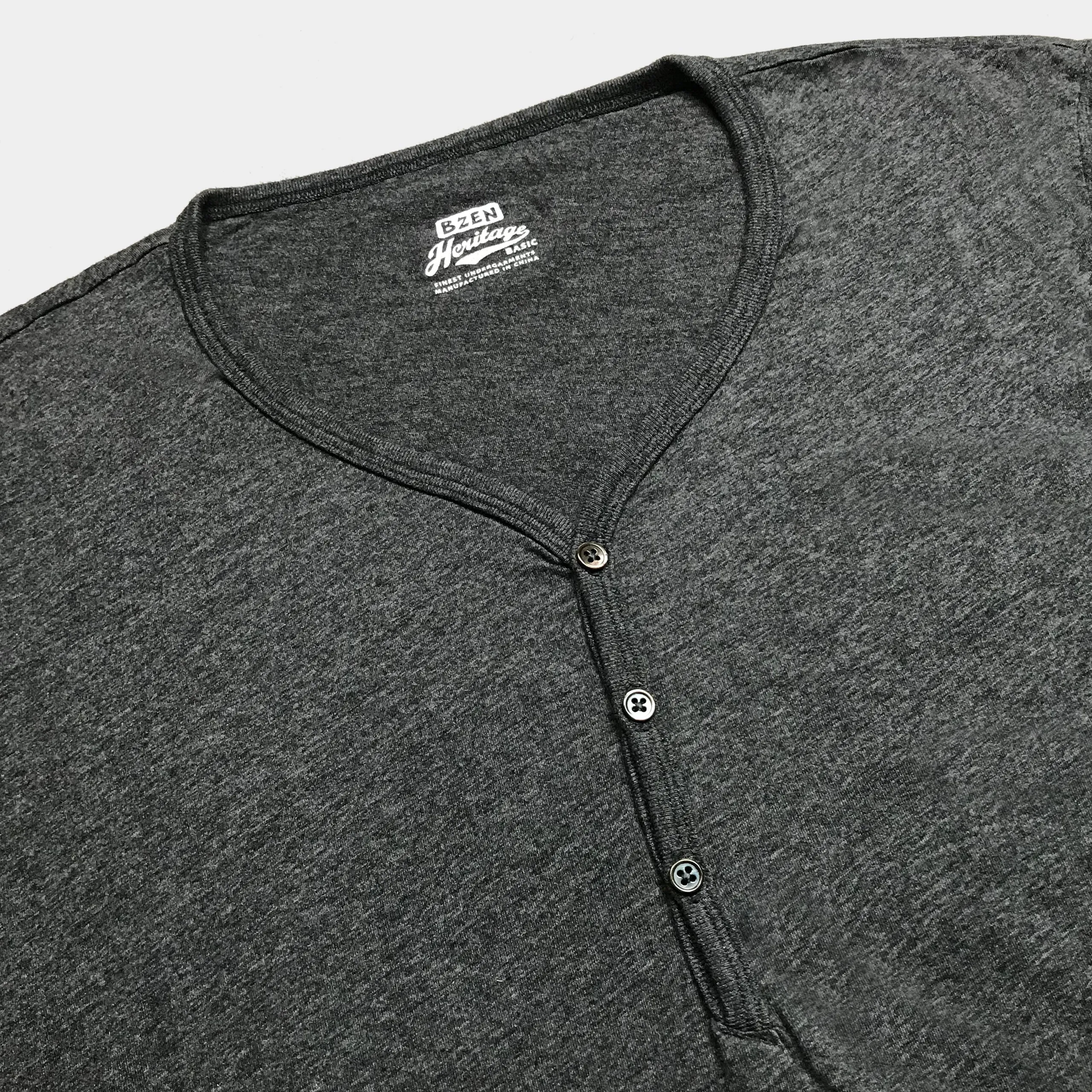 BZEN M.3210-KAITO REGULAR FIT SHORT SLEEVE 3 BUTTON JERSEY HENLEY-145GSM-E0 CHARCOAL