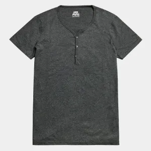 BZEN M.3210-KAITO REGULAR FIT SHORT SLEEVE 3 BUTTON JERSEY HENLEY-145GSM-E0 CHARCOAL