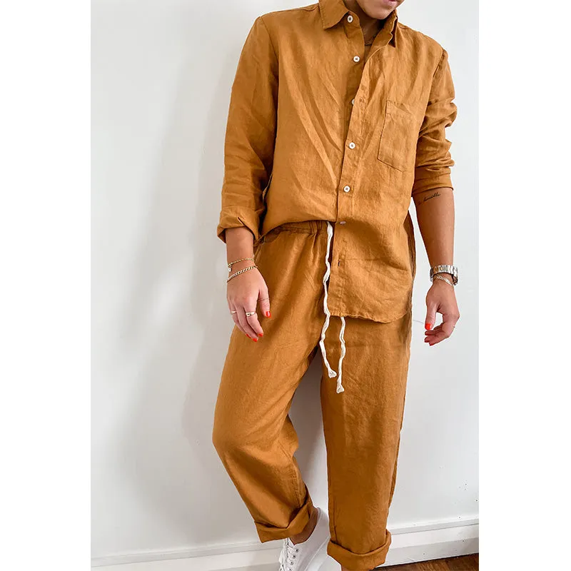 Clay French Linen Long Sleeve Shirt