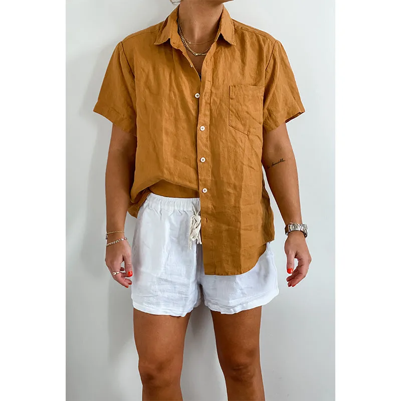 Clay French Linen Short Sleeve Shirt