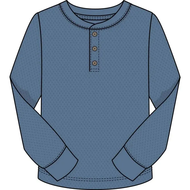 CR Sports Indigo Basic Thermal Henley Top