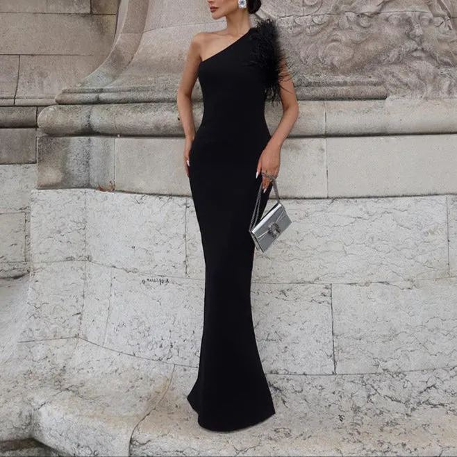 Fashion Style Off-Shoulder Furry Dress