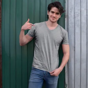 Grey Melange V-neck T shirt
