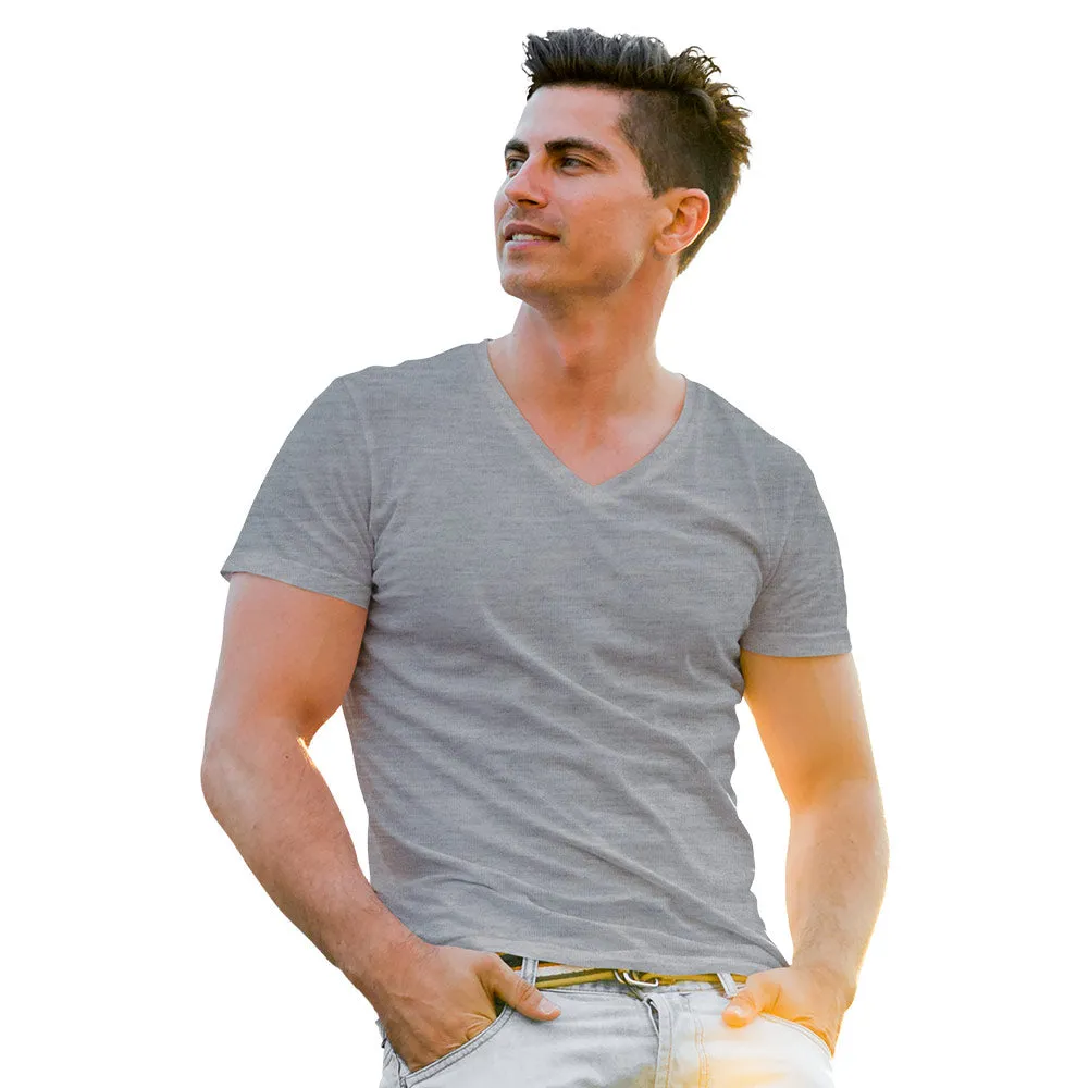 Grey Melange V-neck T shirt