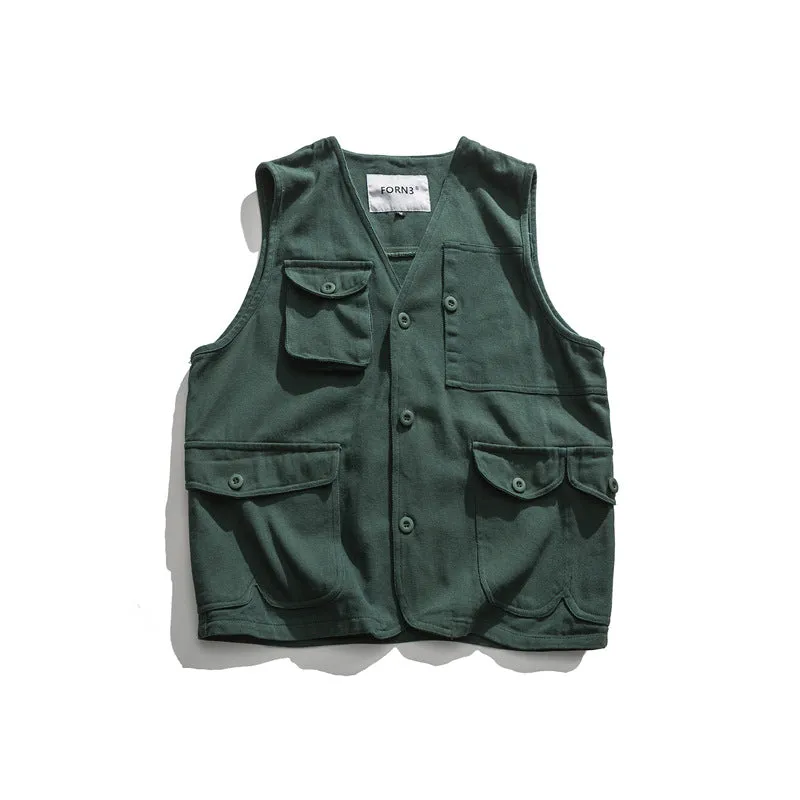 Japanese Retro Multi-pocket Cargo Vest
