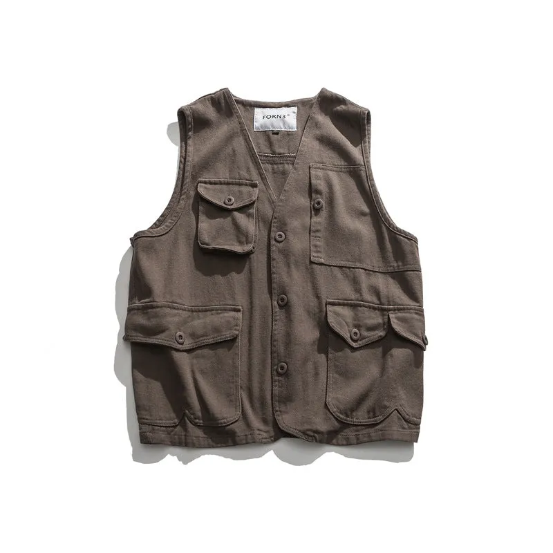 Japanese Retro Multi-pocket Cargo Vest