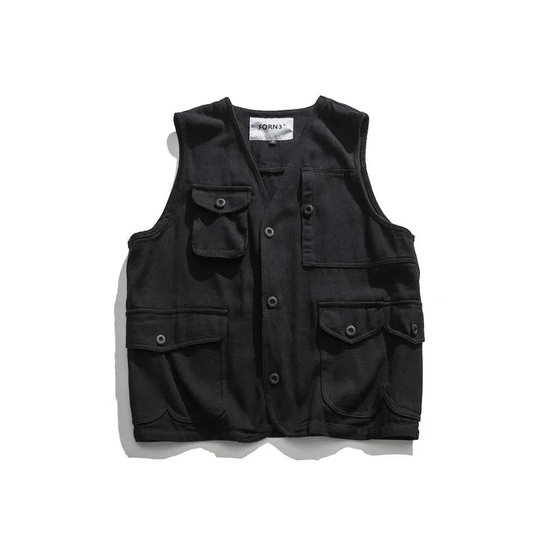 Japanese Retro Multi-pocket Cargo Vest