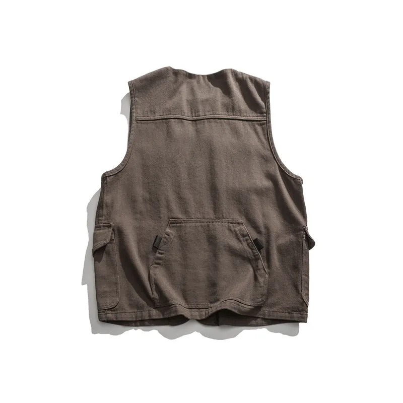 Japanese Retro Multi-pocket Cargo Vest