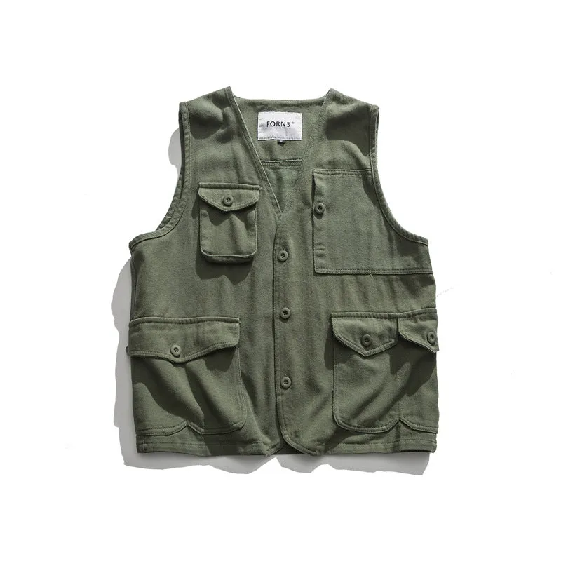 Japanese Retro Multi-pocket Cargo Vest