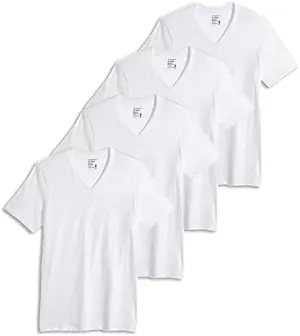 Jockey Men's 3-Pack   1 Bonus Classic StayDry V-Neck Tee (X-Large) White