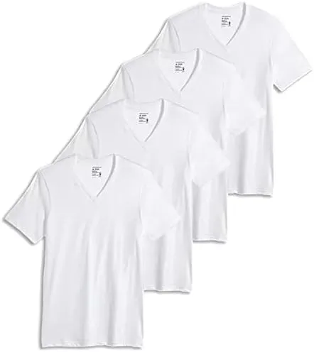 Jockey Men's 3-Pack   1 Bonus Classic StayDry V-Neck Tee (X-Large) White