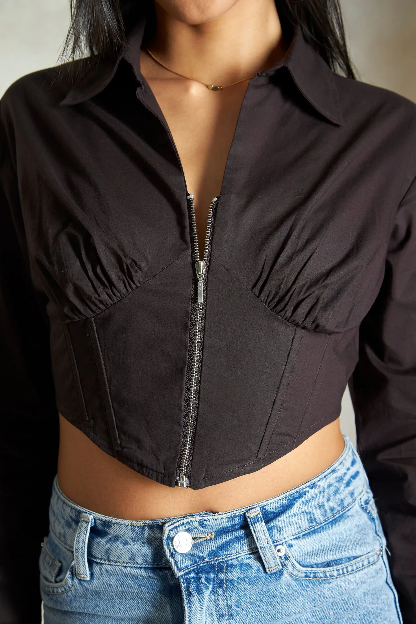 Joslyn|Corset Cotton Crop Shirt