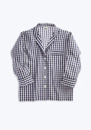 Marina Pajama Shirt in Large Navy Gingham