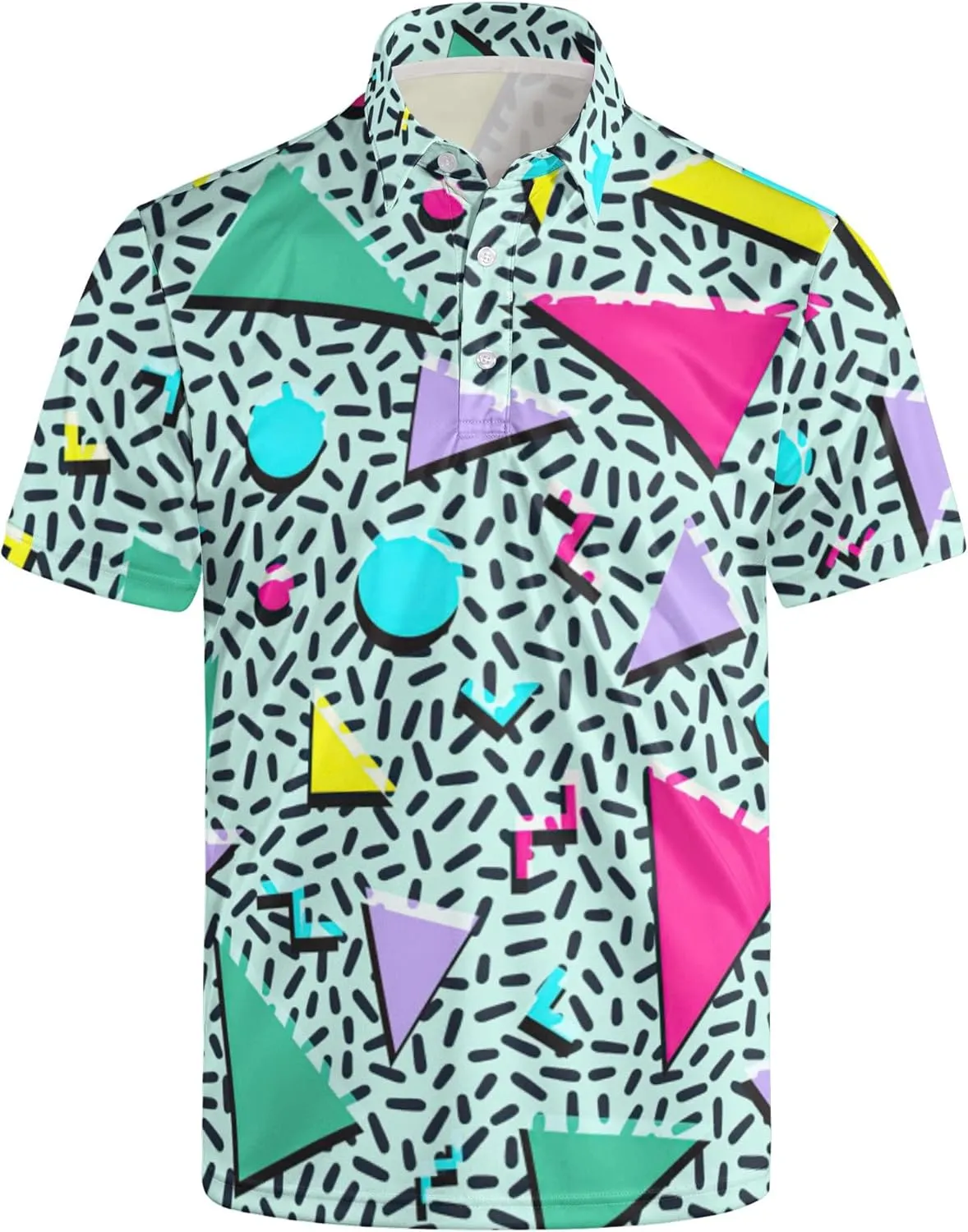 Mens 80s Golf Shirt Dry Fit Performance Short Sleeve Print Shirts Funny 90s Golf Shirts for Men