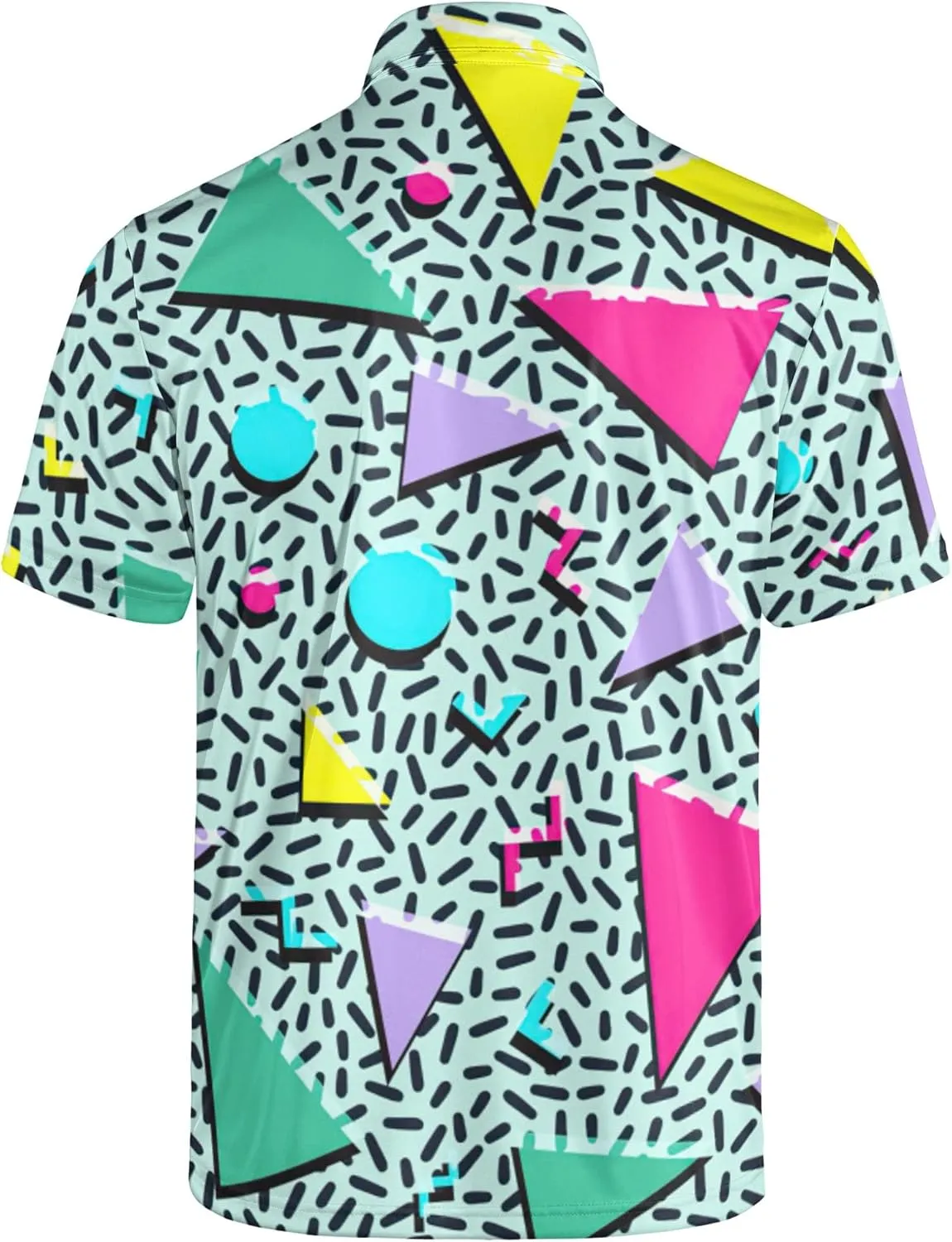 Mens 80s Golf Shirt Dry Fit Performance Short Sleeve Print Shirts Funny 90s Golf Shirts for Men