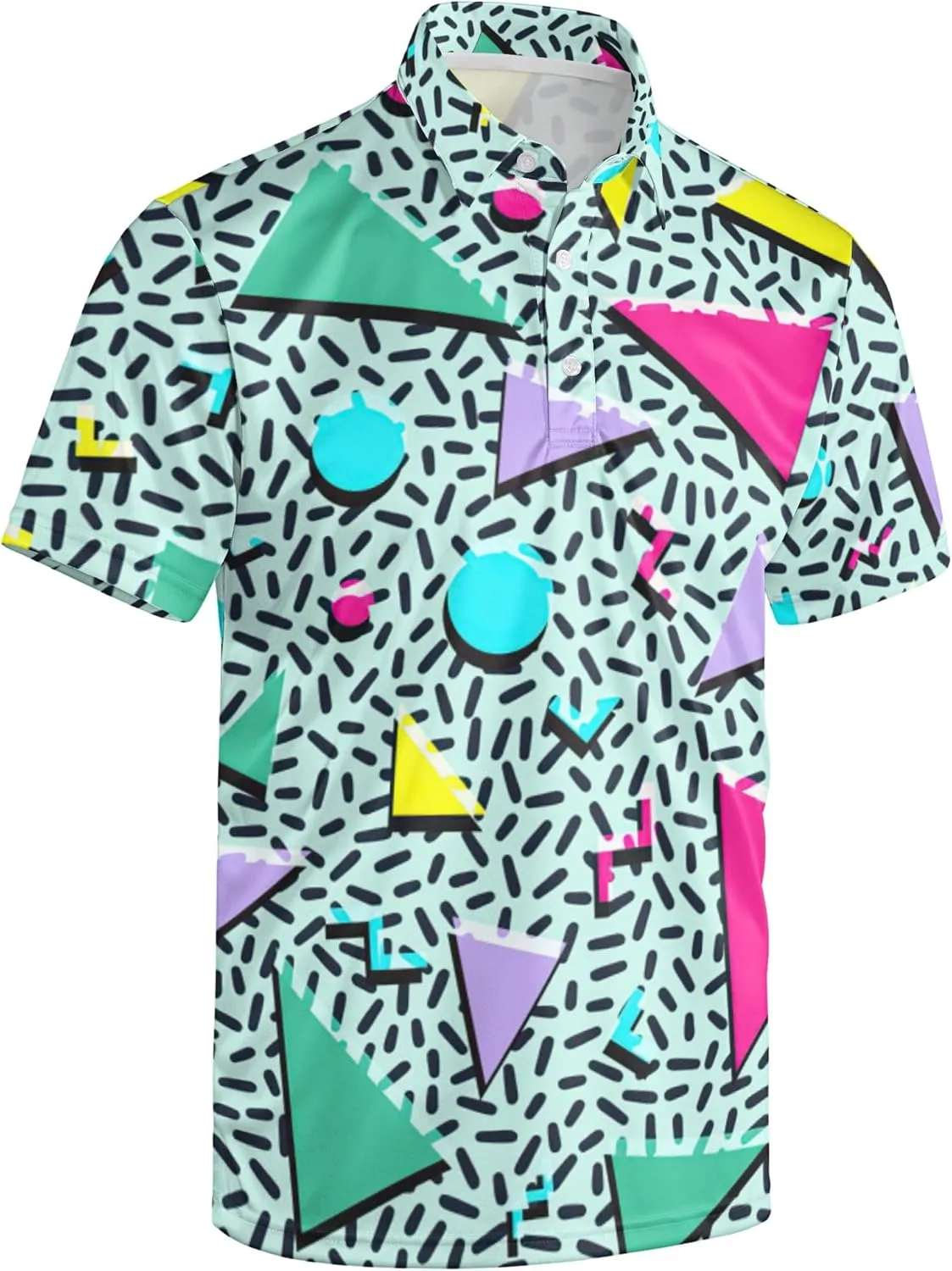 Mens 80s Golf Shirt Dry Fit Performance Short Sleeve Print Shirts Funny 90s Golf Shirts for Men