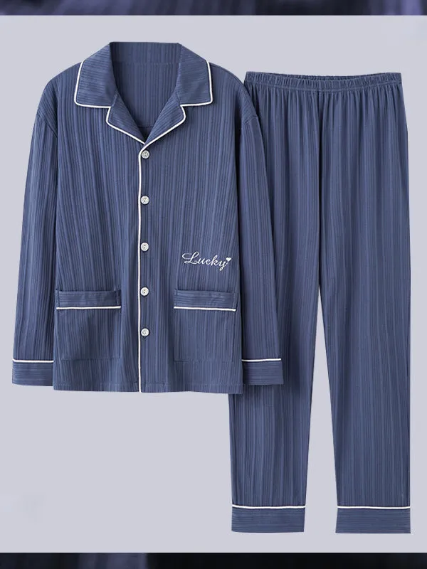 Men's Cotton Knit Classic Pajamas Set