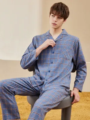 Men's Long Sleeve Woven Brushed Cotton Pajama Set