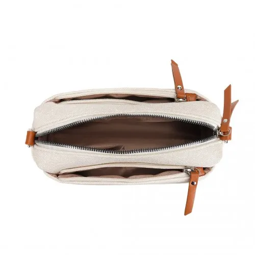 Miss Lulu Ethnic Jacquard Strap Water-Resistant Crossbody Bag - Beige | Stylish & Functional Everyday Bag