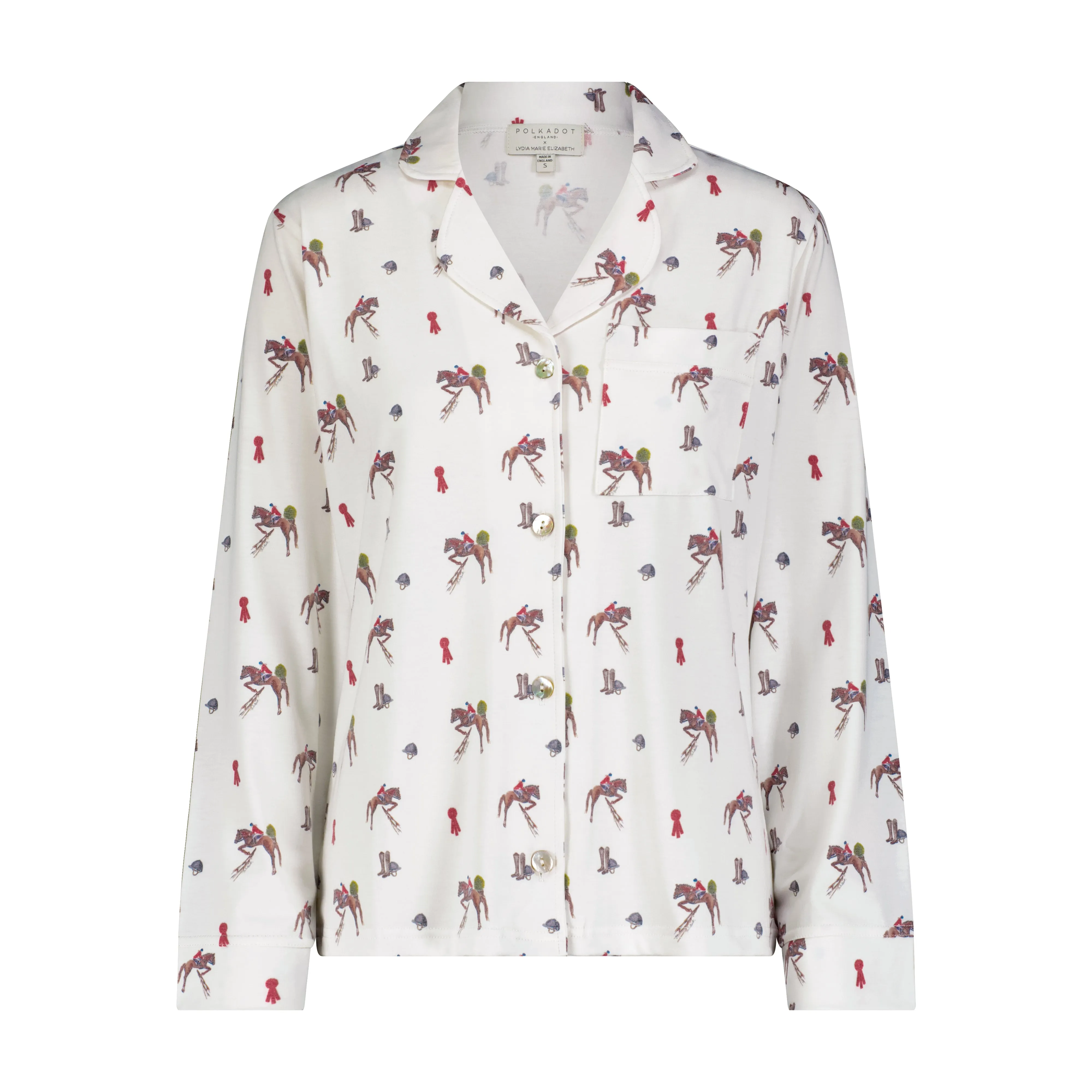 Polkadot CHARLEY Pajama Set Equestrian Print by Lydia Marie Elizabeth