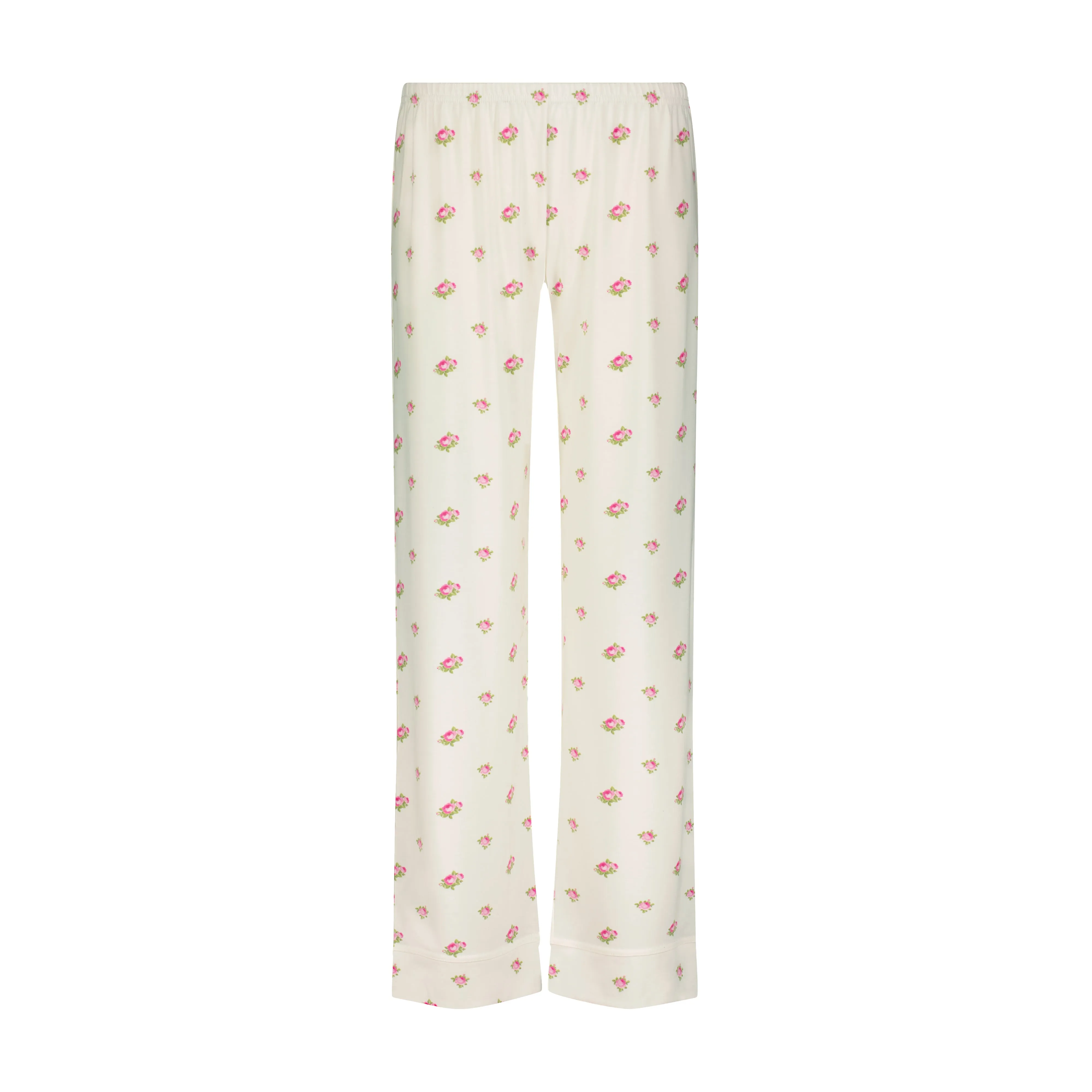 Polkadot CHARLEY Pajama Set in Cream Vintage Rose Print -Longer Top