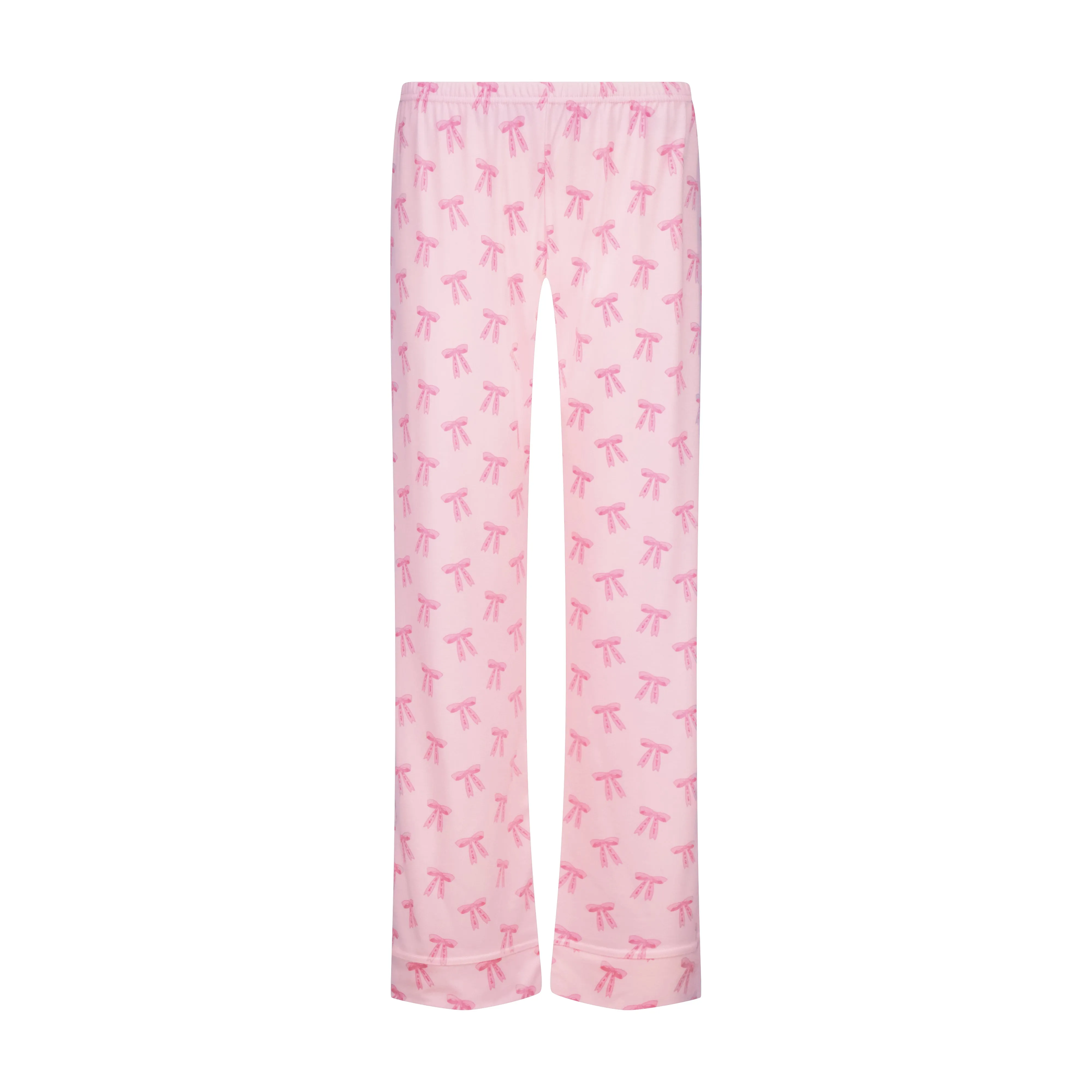 Polkadot CHARLEY Pajama Set in Pink Forever Love Bow Print -Longer Top