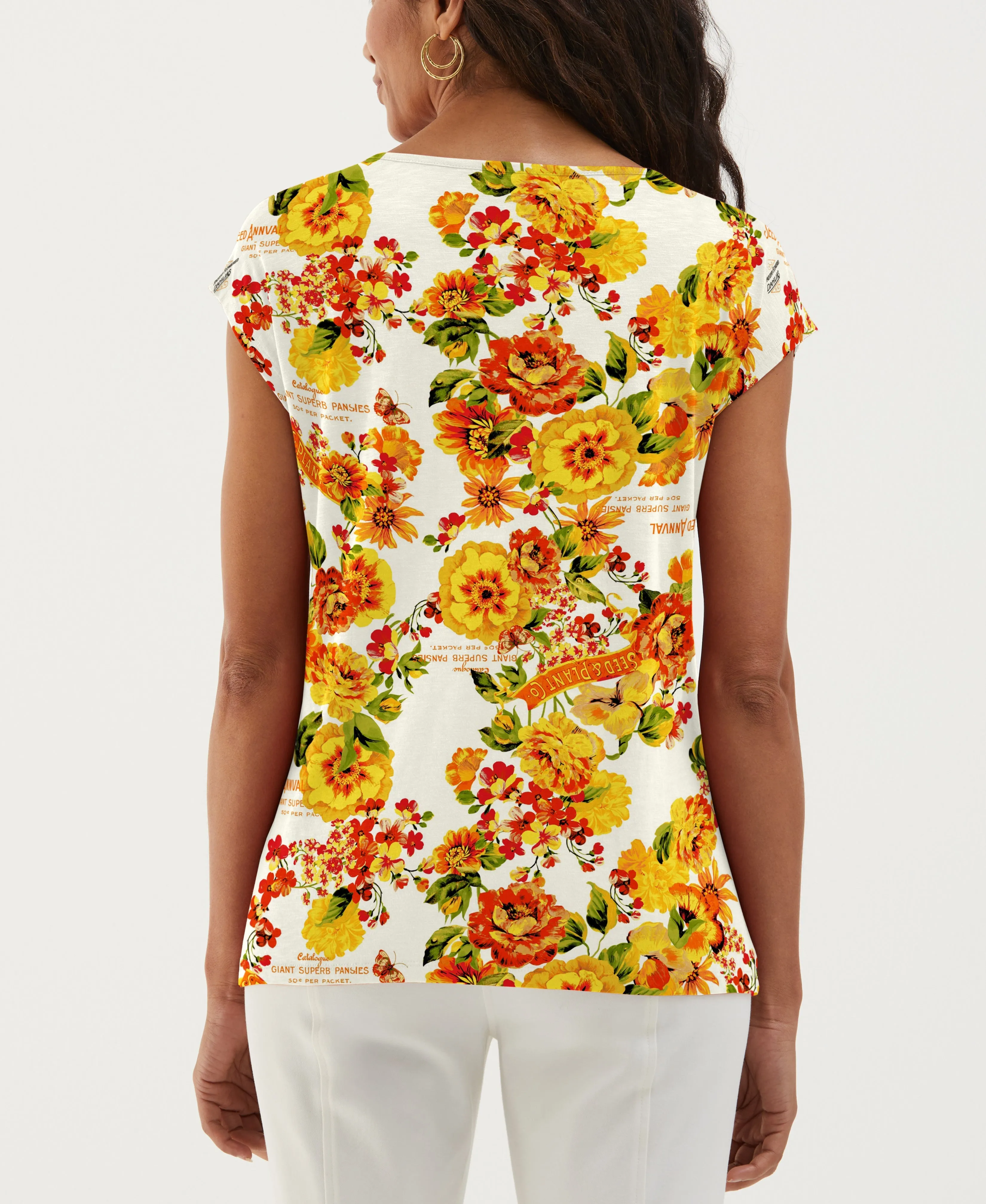 Seed Packet Print Rivet Detail Tank Top
