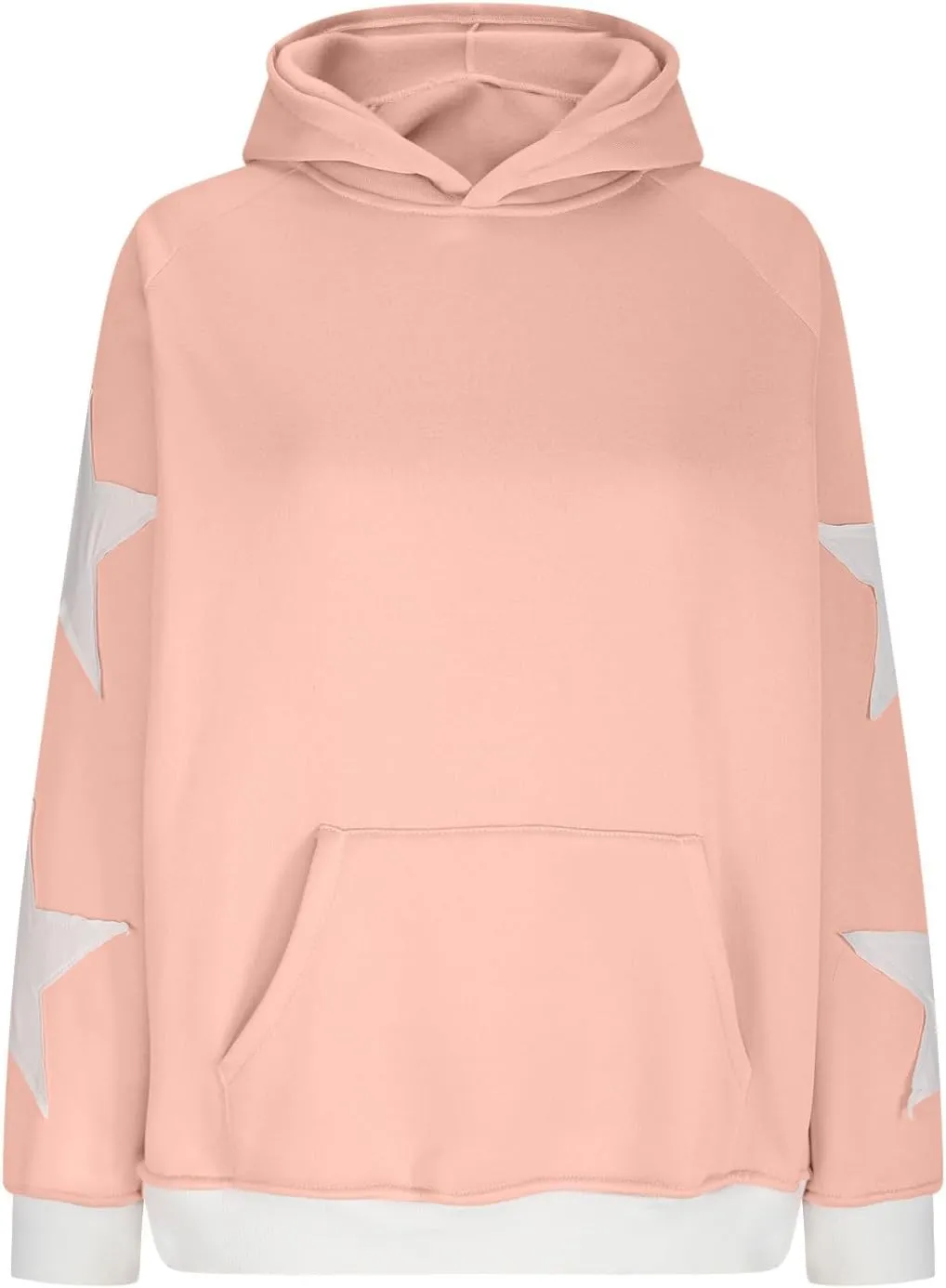 Star Pattern Oversized Hooded Sweatshirt for Women Casual Trendy Streetwear 2024 Teen Girls Pullover Tops with Pocket
