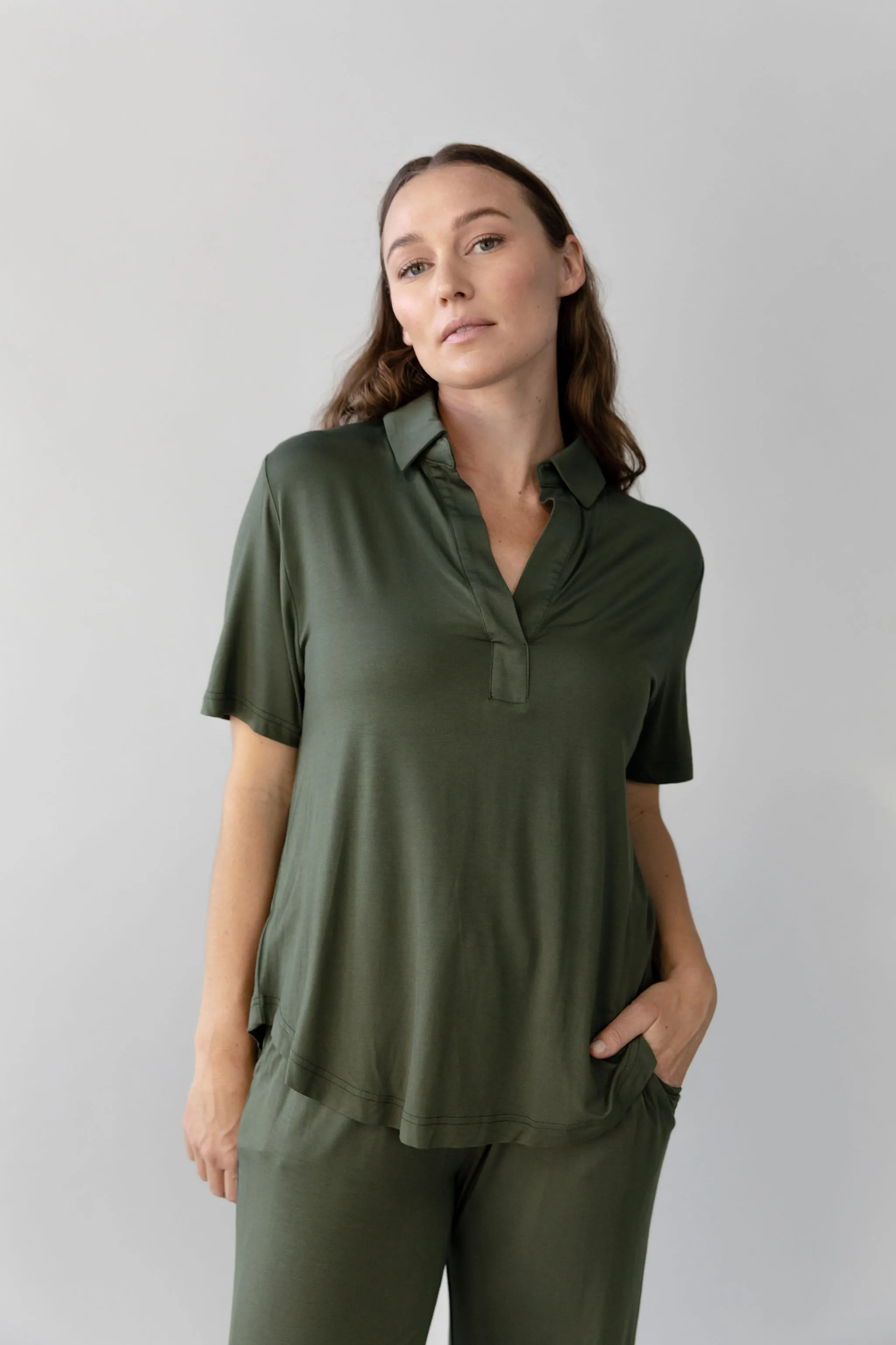 Women's Bamboo Stretch-Knit Short Sleeve Polo