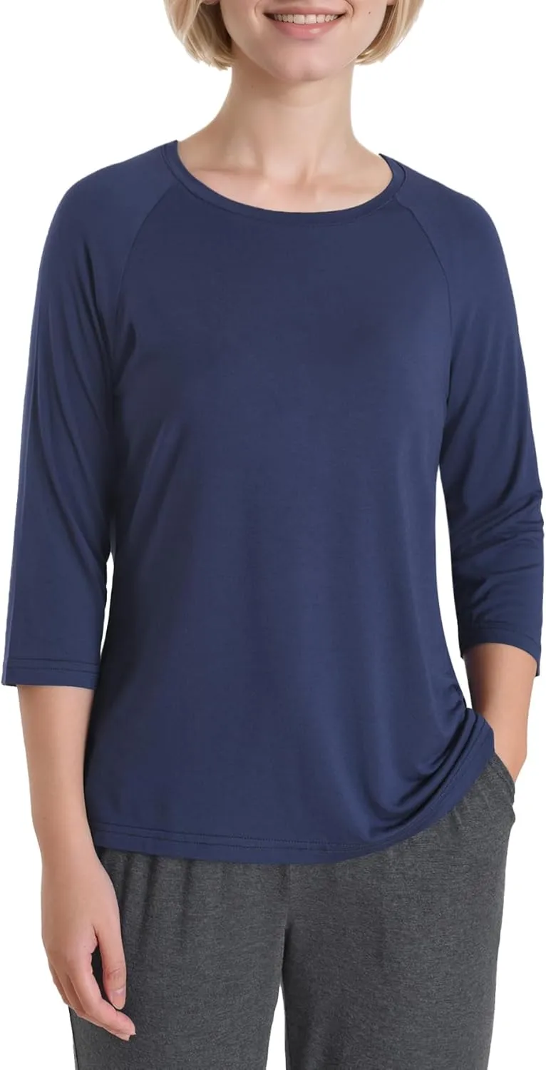 Women's Petite Pajamas Tops 3/4 Sleeve Petite Size T-Shirt
