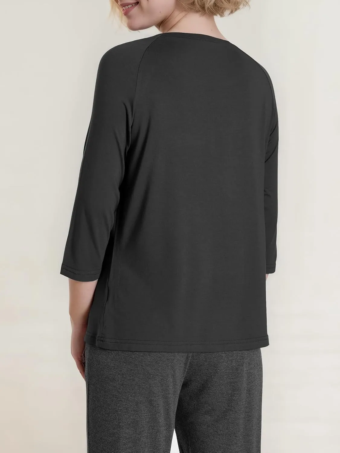 Women's Petite Pajamas Tops 3/4 Sleeve Petite Size T-Shirt