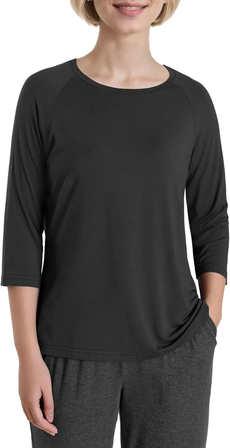 Women's Petite Pajamas Tops 3/4 Sleeve Petite Size T-Shirt