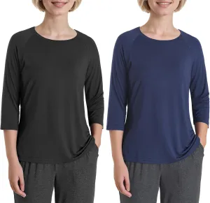 Women's Petite Pajamas Tops 3/4 Sleeve Petite Size T-Shirt