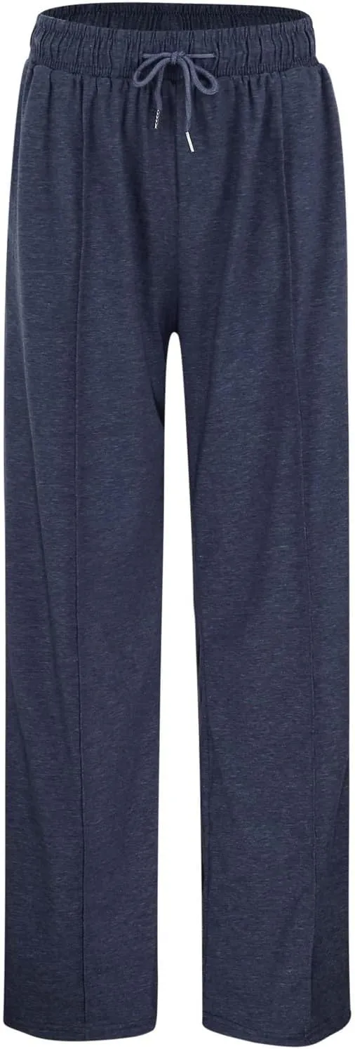 Womens Wide Leg Sweatpants High Waist Cotton Baggy Casual Drawstring Waist Running Lounge Pants with Pockets